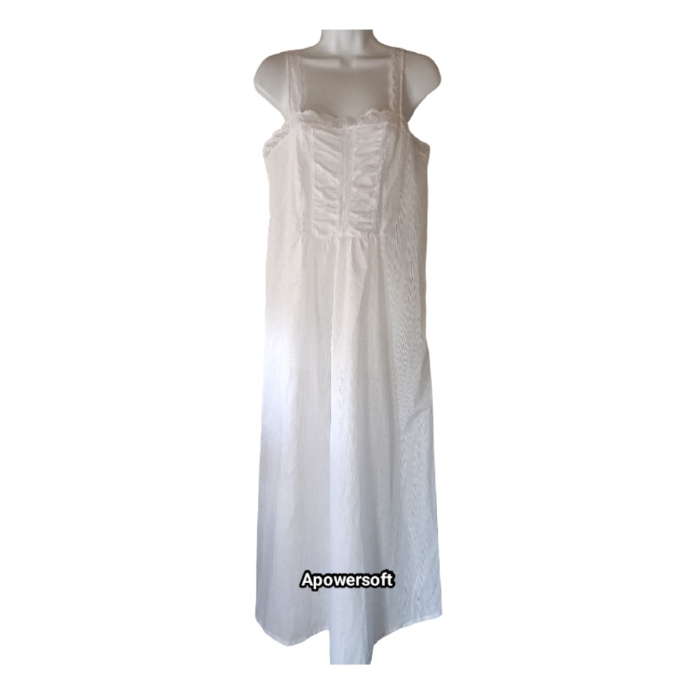 Maidenform White Long Lace-Trim Chemise Slip